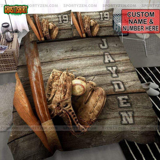 Baseball Stuff Personalized Custom Duvet Cover Bedding Set