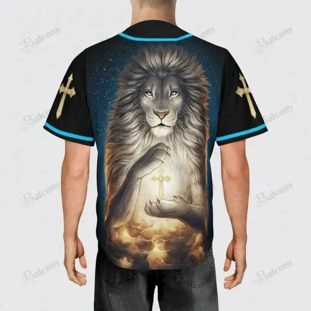 Baseball Tee Miraculous lion with a shining cross Baseball Jersey 137 - Aopprinter