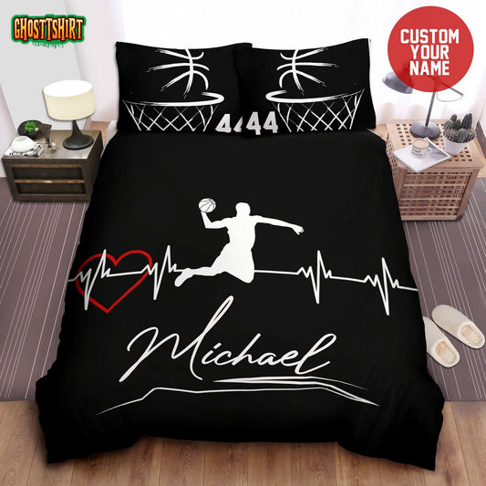 Basketball Heartbeat Custom Duvet Cover Bedding Set