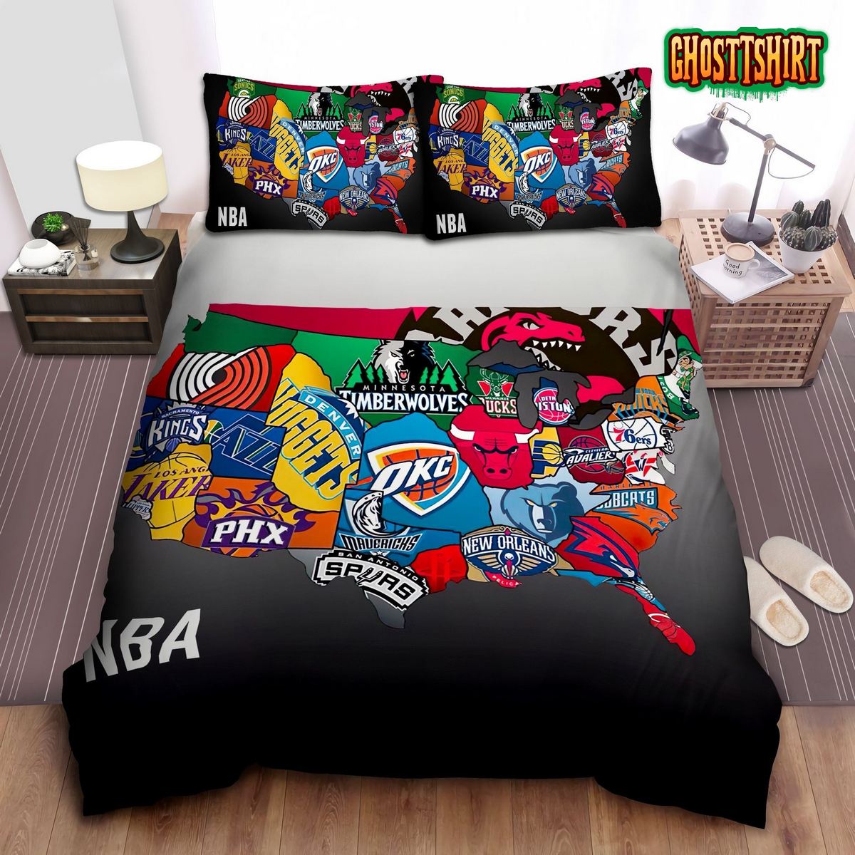 Basketball Logo Basketball Bed Sheets Duvet Cover Bedding Set