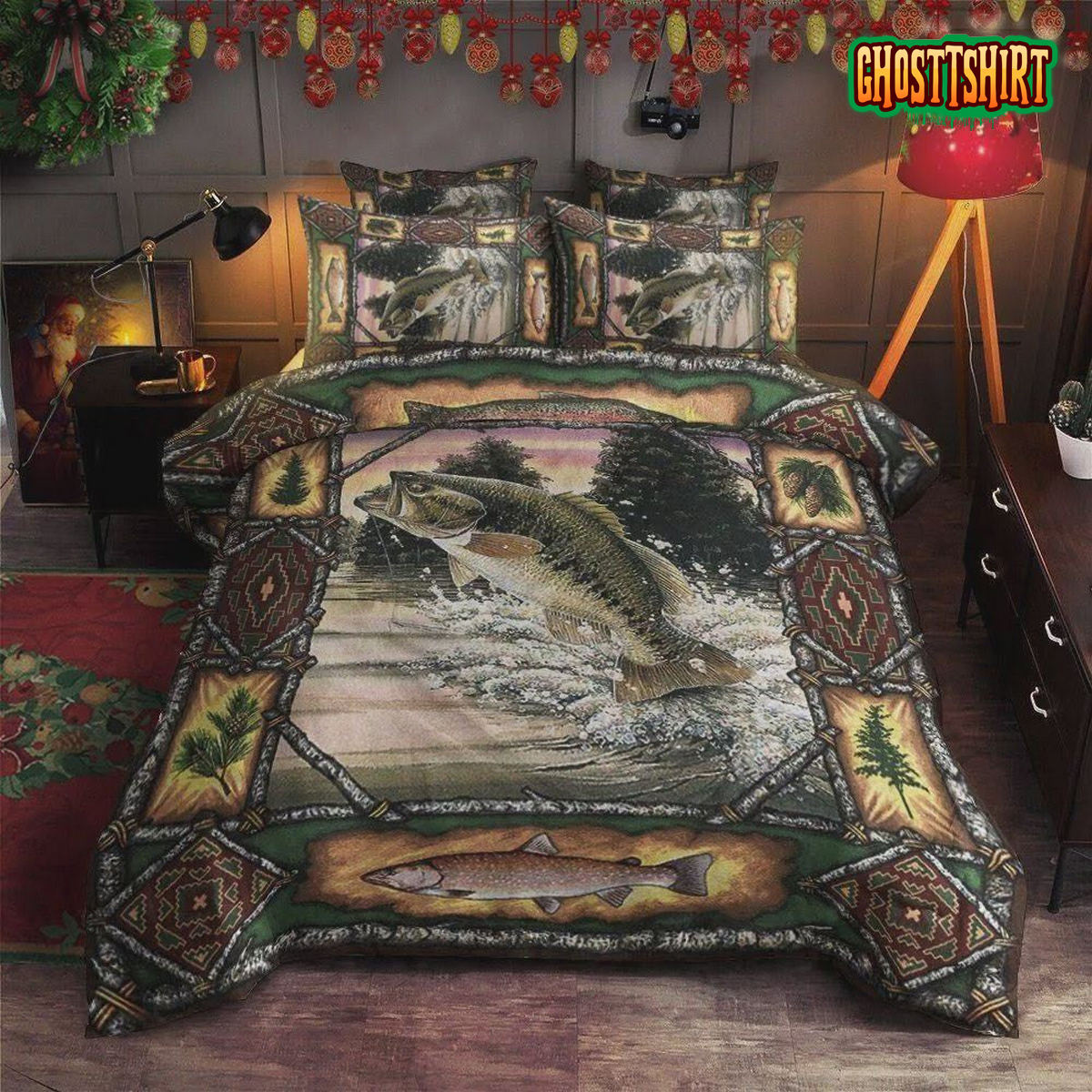Bass Fishing Bed Sheets Duvet Cover Bedding Set