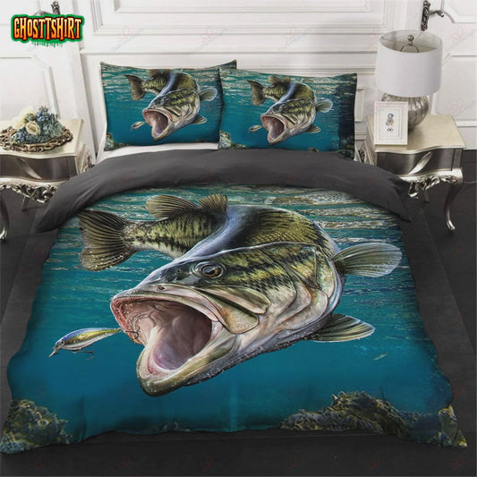 Bass Fishing Hunter Bed Sheets Duvet Cover Bedding Set