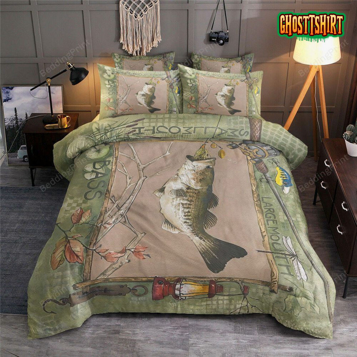 Bass Fishing Large Mouth Small Mouth Bedding Set