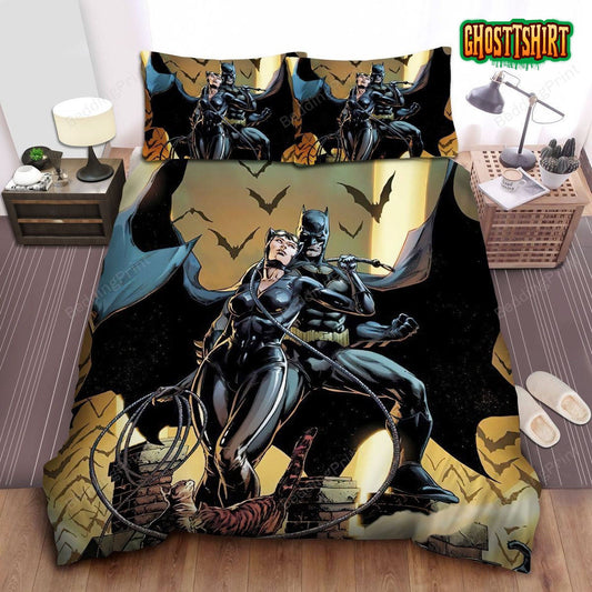 Batman And Catwoman Team Up Bed Sheets Duvet Cover Bedding Set