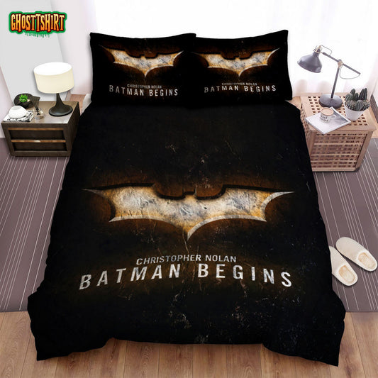 Batman Begins Movie Film Logo Poster Bed Sheets Spread Comforter Duvet Cover Bedding Set