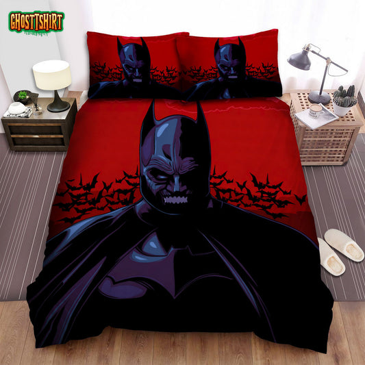 Batman Begins Red Background Photo Movie Bed Sheets Spread Comforter Duvet Cover Bedding Set