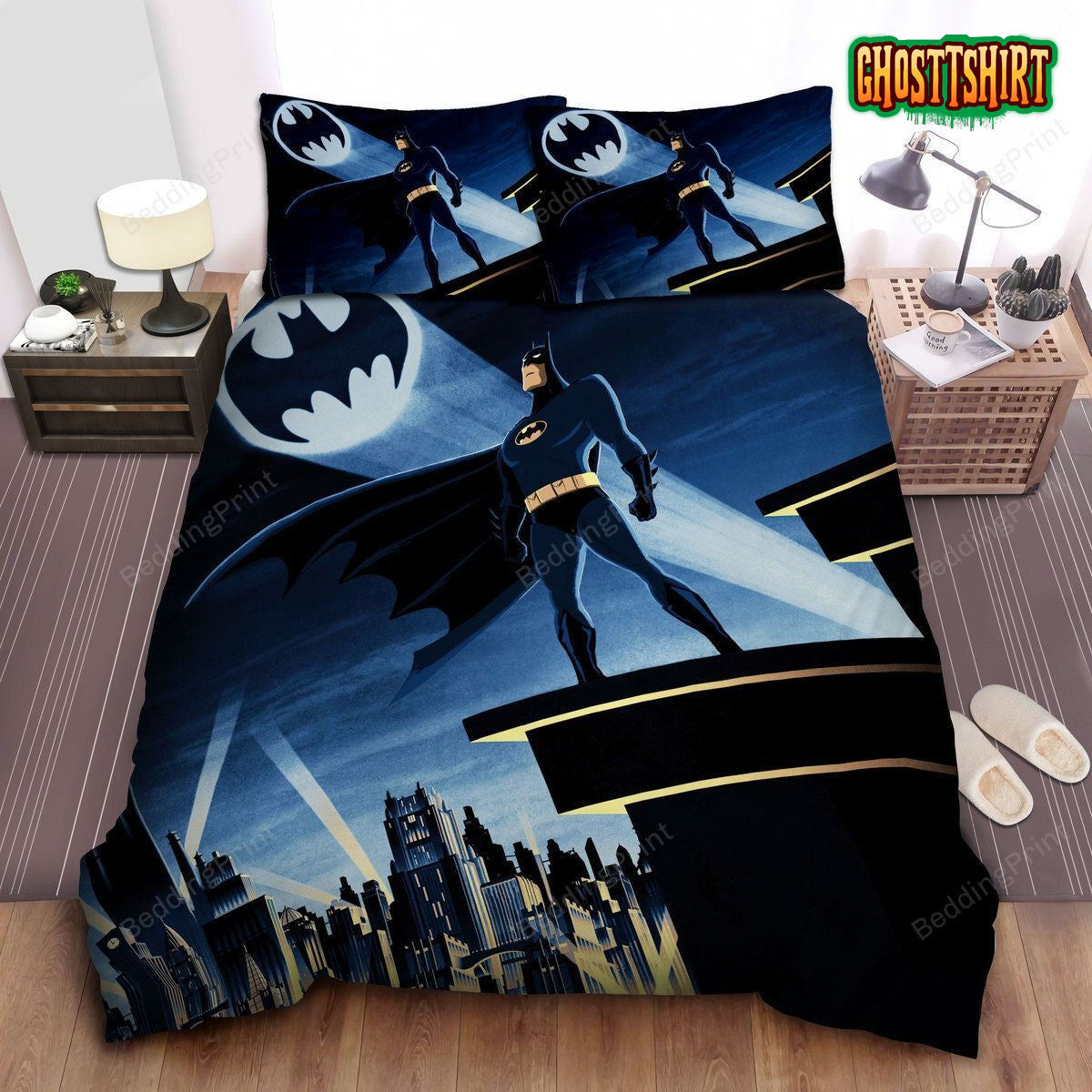 Batman Gotham City Under Siege Artwork Bed Sheets Duvet Cover Bedding Set