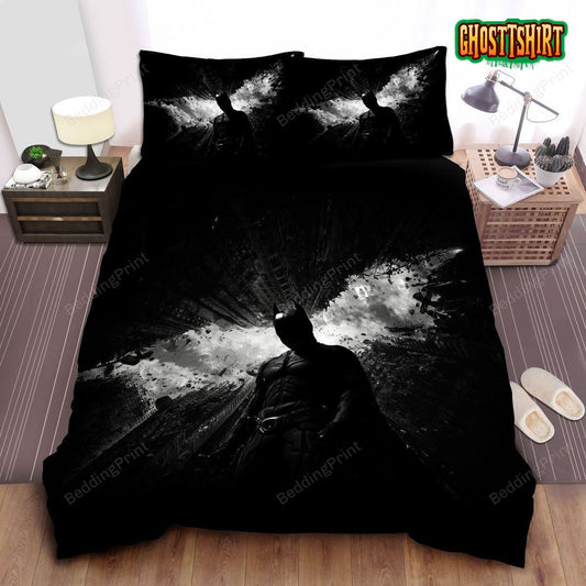 Batman The Dark Knight Rises Black & White Poster Bed Sheets Duvet Cover Bedding Set