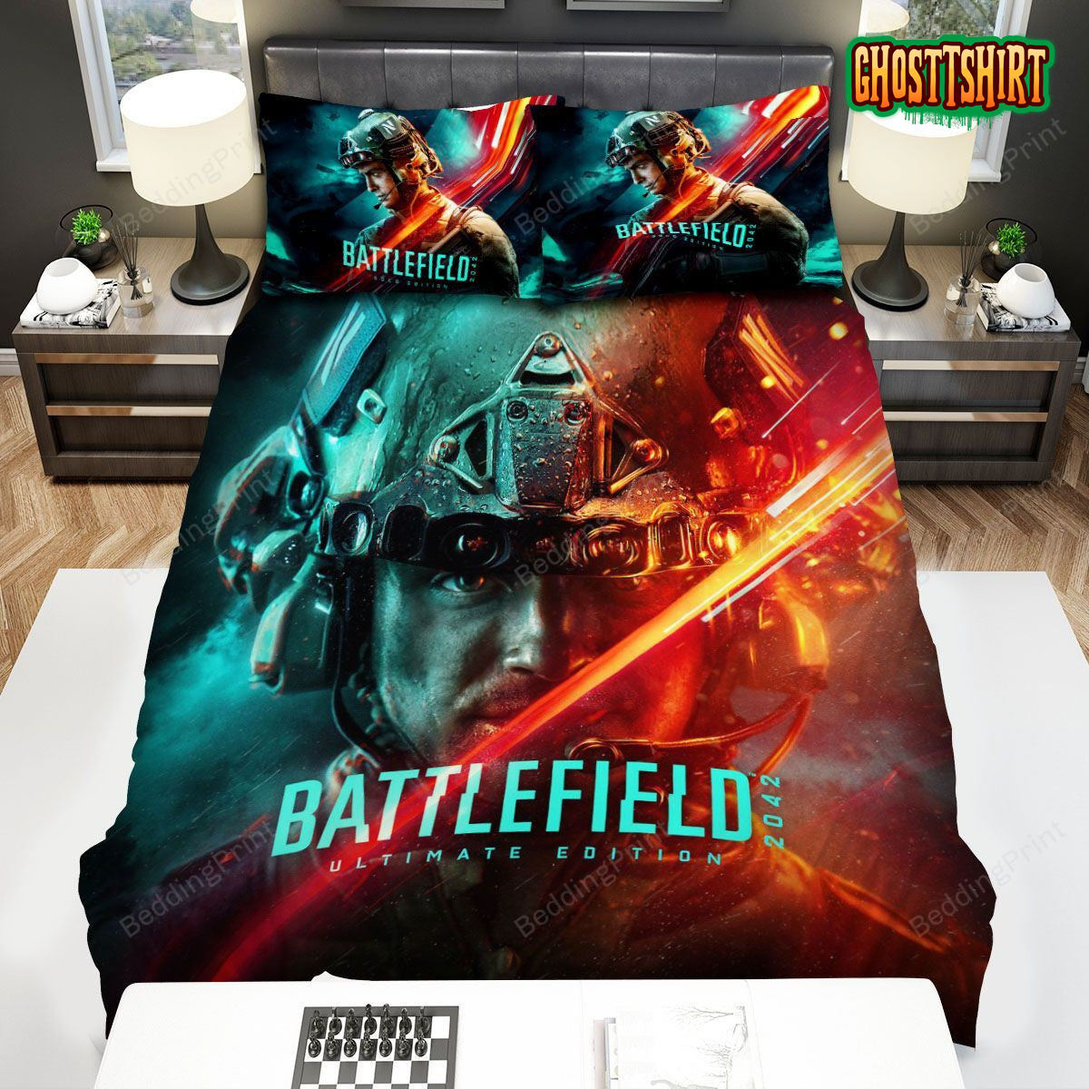 Battlefield 2042 Soldier Portrait Bed Sheets Duvet Cover Bedding Set