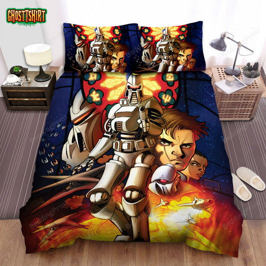 Battlestar Galactica (2004–2009) Cyclon War Movie Poster Bed Sheets Duvet Cover Bedding Set