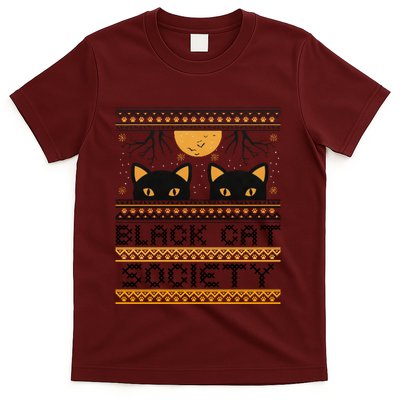 Black Cat Society Halloween Ugly Sweater T-Shirt