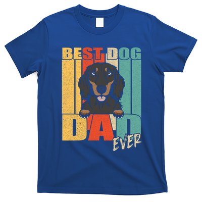 Best Dog Dad Ever Black And Tan Longhaired Dachshund Lover Meaningful Gift T-Shirt