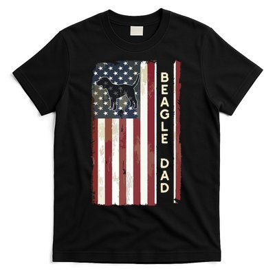 Beagle Dad Dog American Flag Fathers Day Gifts Men T-Shirt