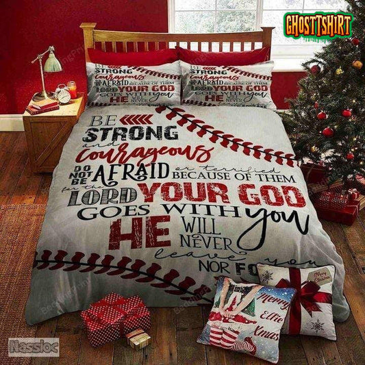 Be Strong And Courageous Baseball Duvet Cover Bedding Set