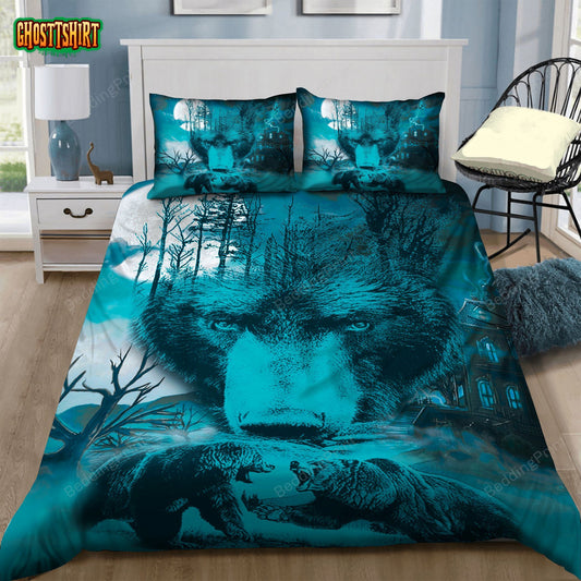 Bear Illustration Bed Sheets Duvet Cover Bedding Set