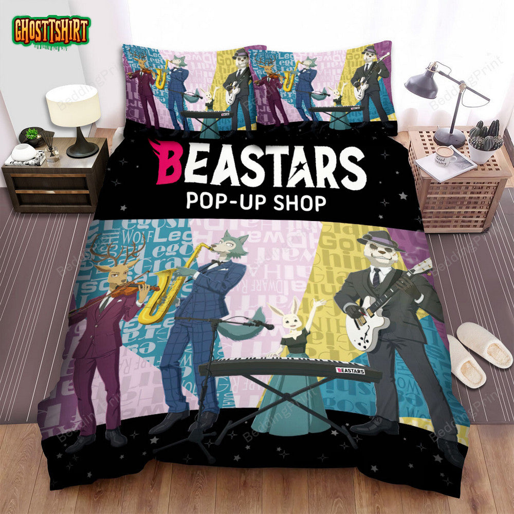 Beastars Main Characters Performing As A Music Band Bed Sheets Spread Duvet Cover Bedding Set