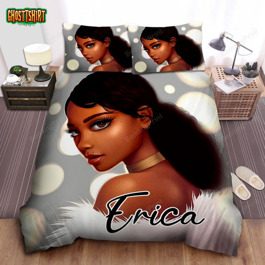 Beautiful Black Girl African Custom Name Duvet Cover Bedding Set