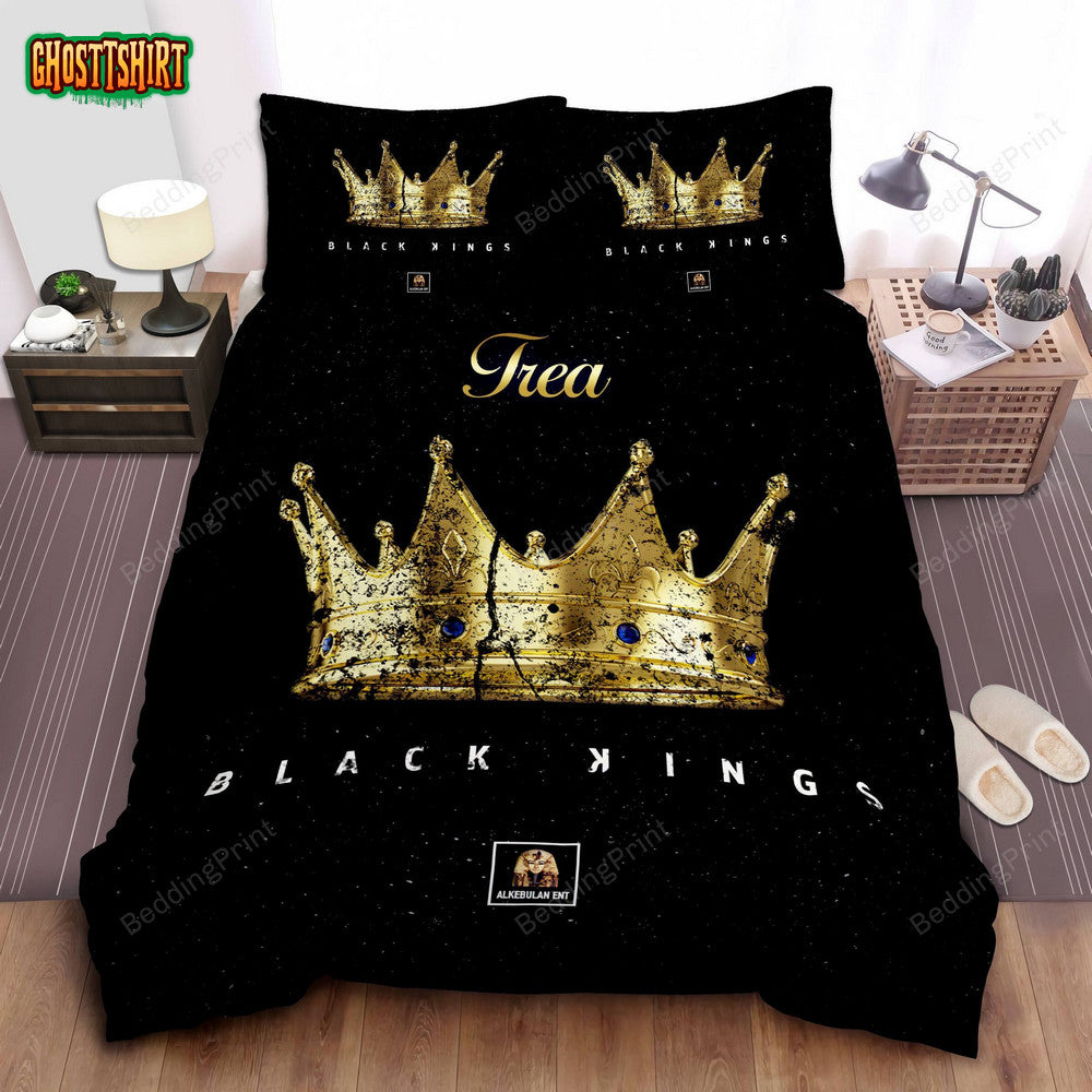 Beautiful Black King Crown Afro Boy Custom Name Duvet Cover Bedding Set