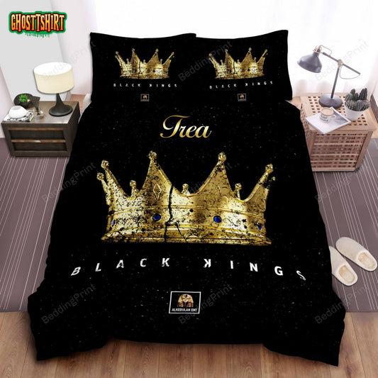 Beautiful Black King Crown Afro Boy Custom Name Duvet Cover Bedding Set