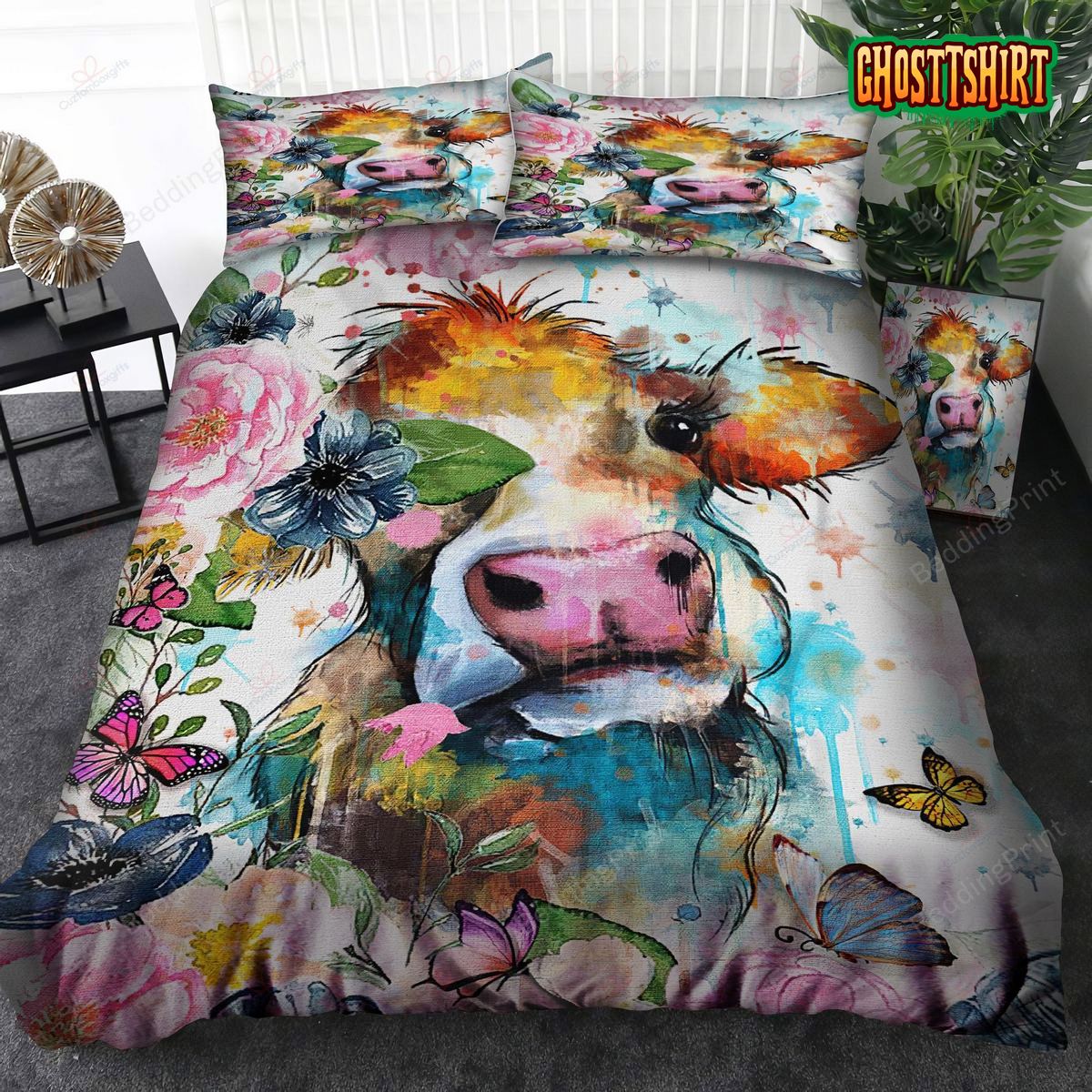 Beautiful Cow Art Bed Sheets Spread Duvet Cover Bedding Set