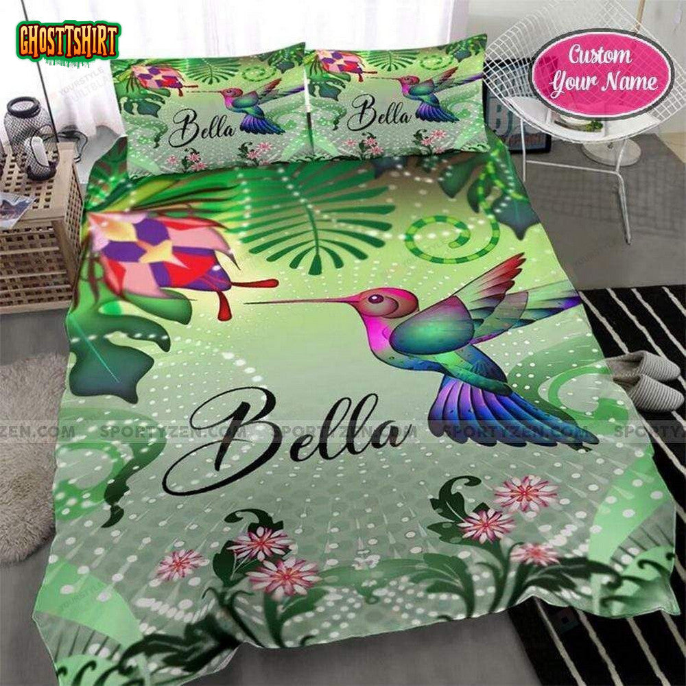 Beautiful Hummingbird Personalized Custom Name Duvet Cover Bedding Set