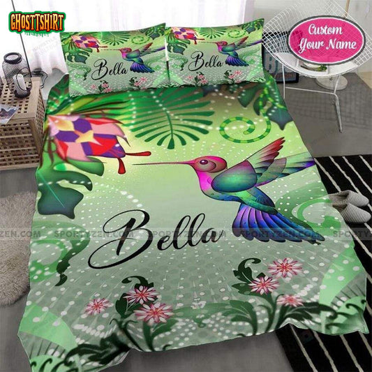 Beautiful Hummingbird Personalized Custom Name Duvet Cover Bedding Set