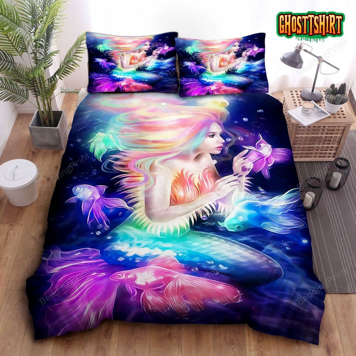 Beautiful Mermaid With Fish Bed Sheets Duvet Cover Bedding Set