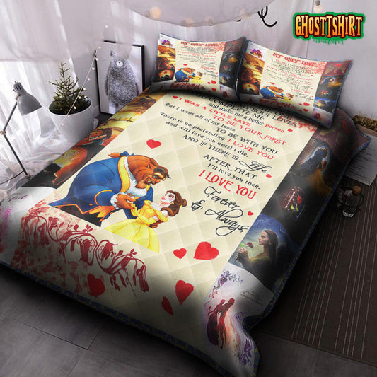 Beauty And The Beast Love Quilt Bed Set