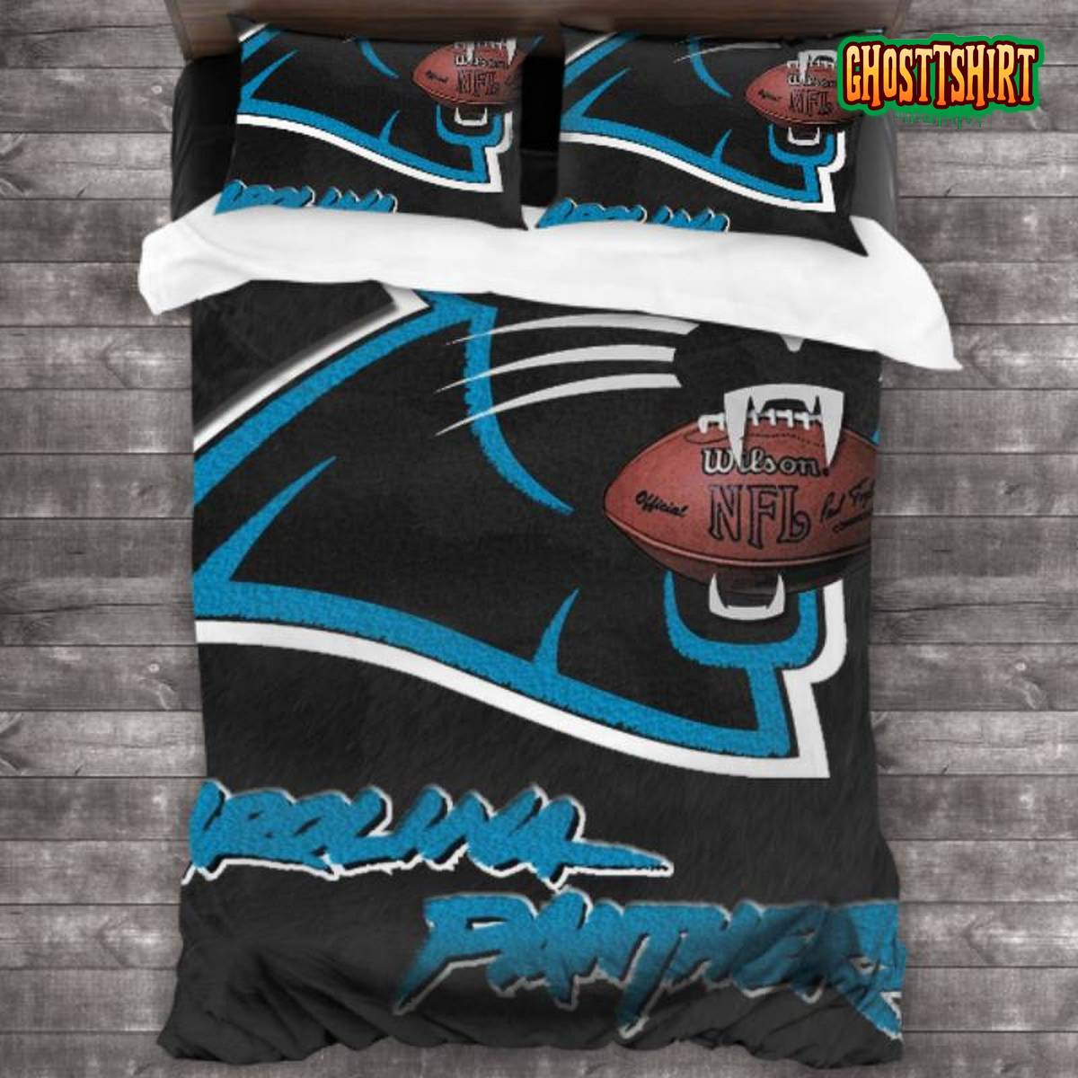Bedding Sets With 3 Pieces Carolina Panthers Logo Bedding Set