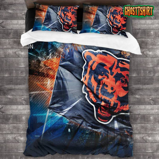 Bedding Sets with 3 Pieces NFL Chicago Bears Logo Bedding Set 3PCS Duvet Cover Pillowcases Comforter Cover
