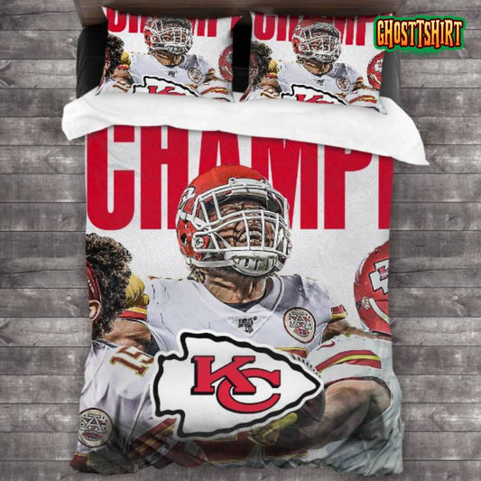 Bedding Sets with 3 Pieces NFL Kansas City Chiefs Logo Bedding Set 3PCS Duvet Cover Pillowcases Comforter Cover