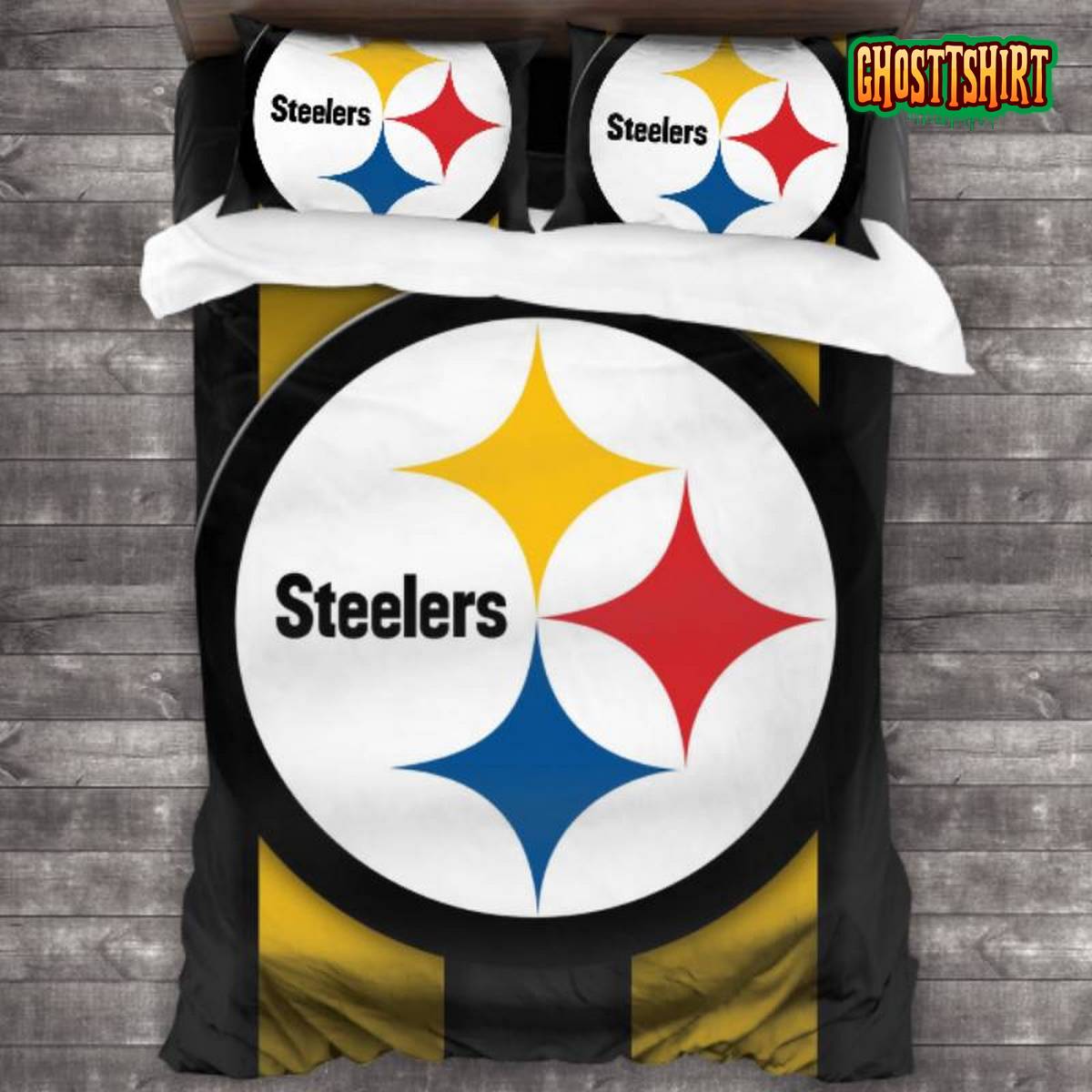 Bedding Sets with 3 Pieces NFL Pittsburgh Steelers Logo Bedding Set 3PCS Duvet Cover Pillowcases Comforter Cover