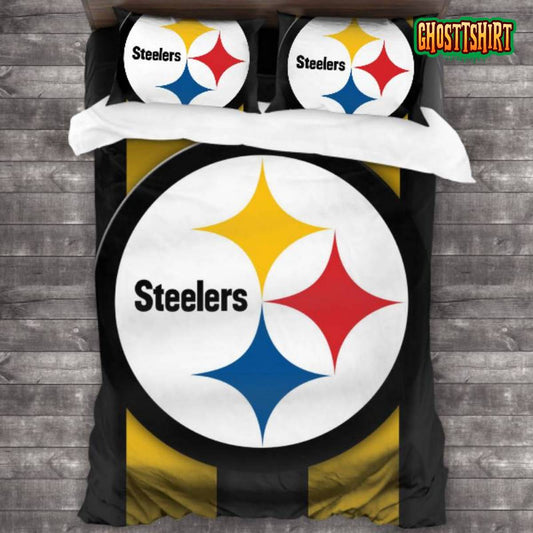 Bedding Sets with 3 Pieces NFL Pittsburgh Steelers Logo Bedding Set 3PCS Duvet Cover Pillowcases Comforter Cover
