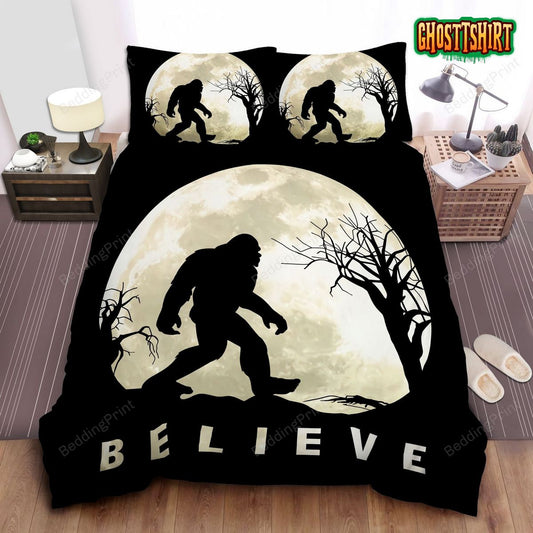 Believe Bigfoot Full Moon Bed Sheets Duvet Cover Bedding Set