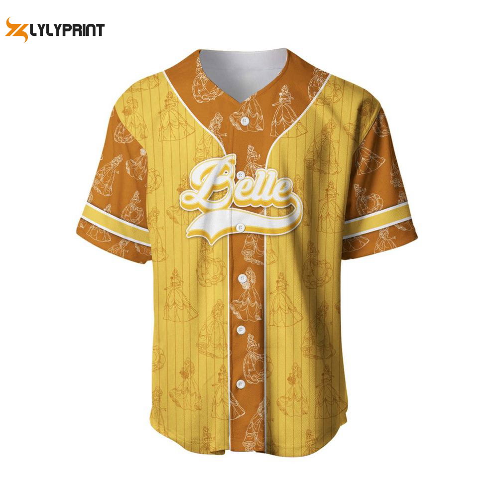 Belle Princess Beauty Yellow Patterns Disney Unisex Cartoon Custom Baseball Jersey - lylyprint.com