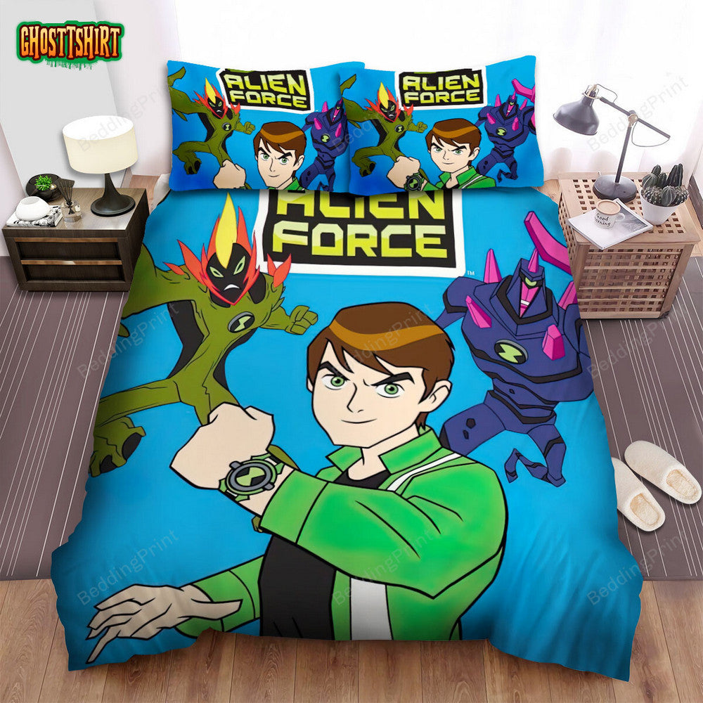 Ben 10 Alien Force Animated Series Poster 3 Bed Sheets Duvet Cover Bedding Set