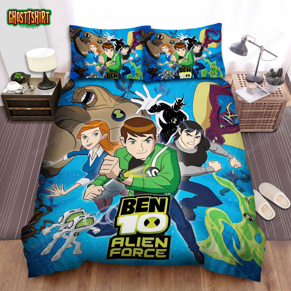 Ben 10 Alien Force Animated Series Poster 5 4 Bed Sheets Duvet Cover Bedding Set