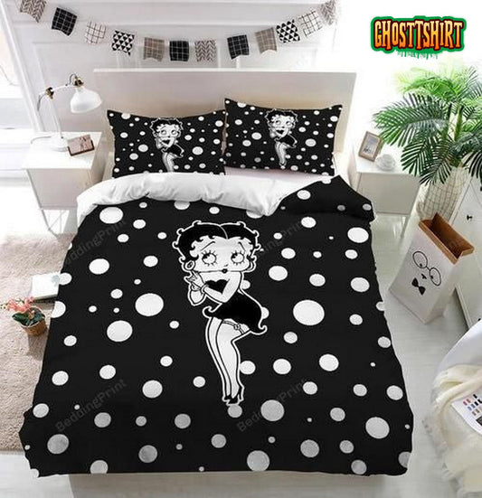 Betty Boop Black And White Dot Bedding Set