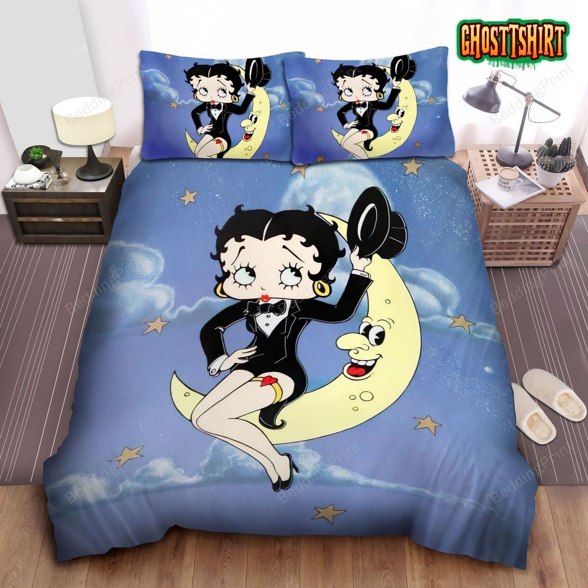 Betty Boop On The Moon Bed Sheets Duvet Cover Bedding Set