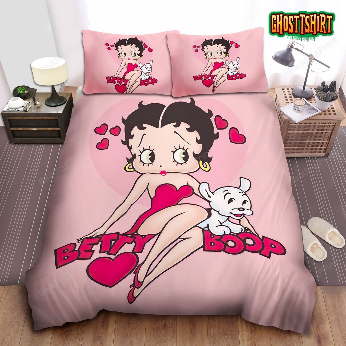 Betty Boop & Puppy Bed Sheets Spread Duvet Cover Bedding Set