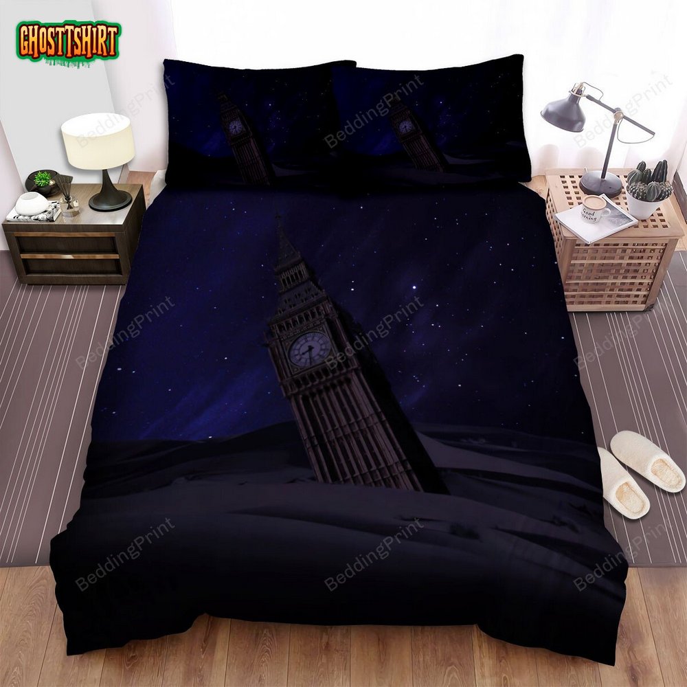 Big Ben Abandoned Desert Night Bed Sheets Duvet Cover Bedding Set
