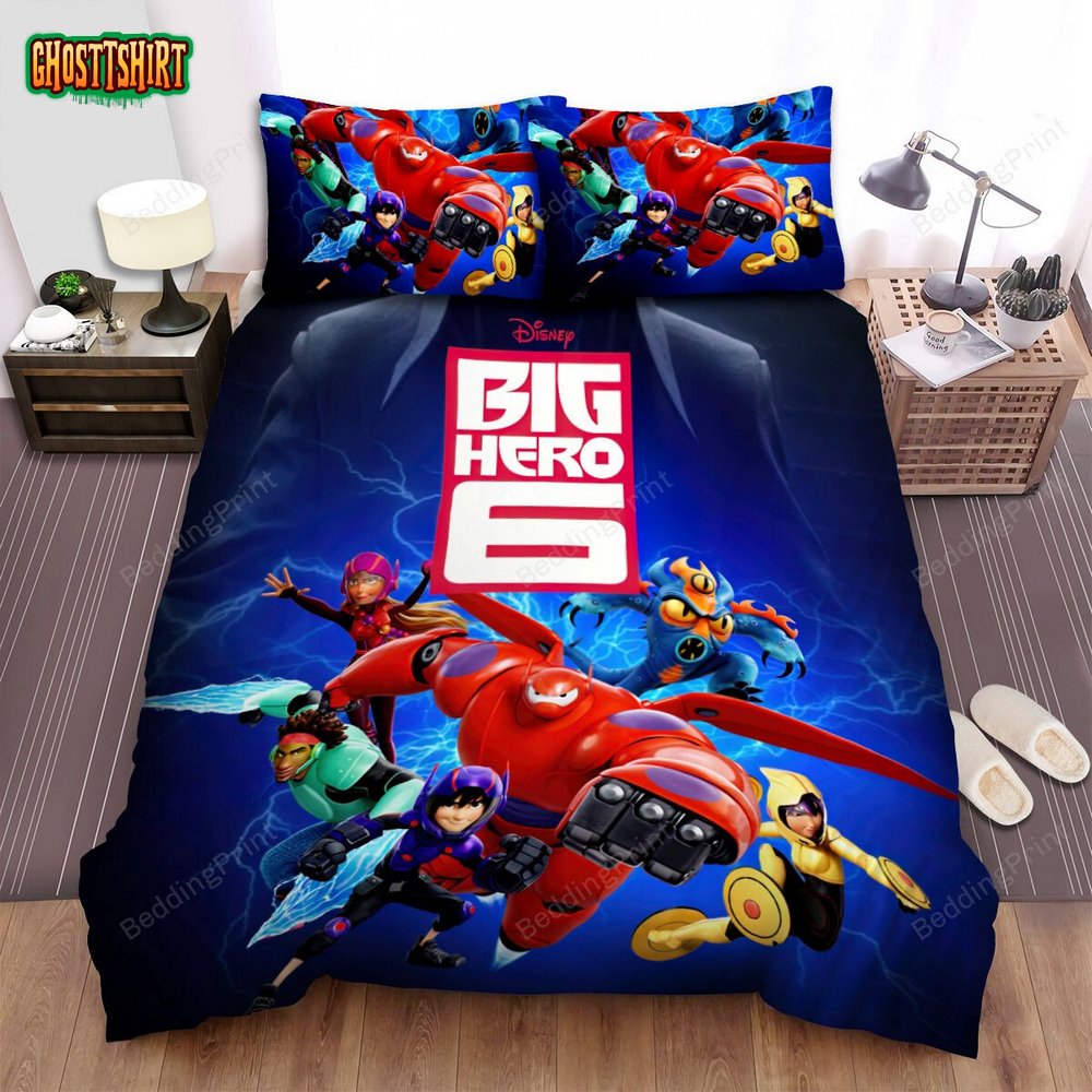 Big Hero 6 (2014) Movie Poster Fanart 4 Bed Sheets Duvet Cover Bedding Set