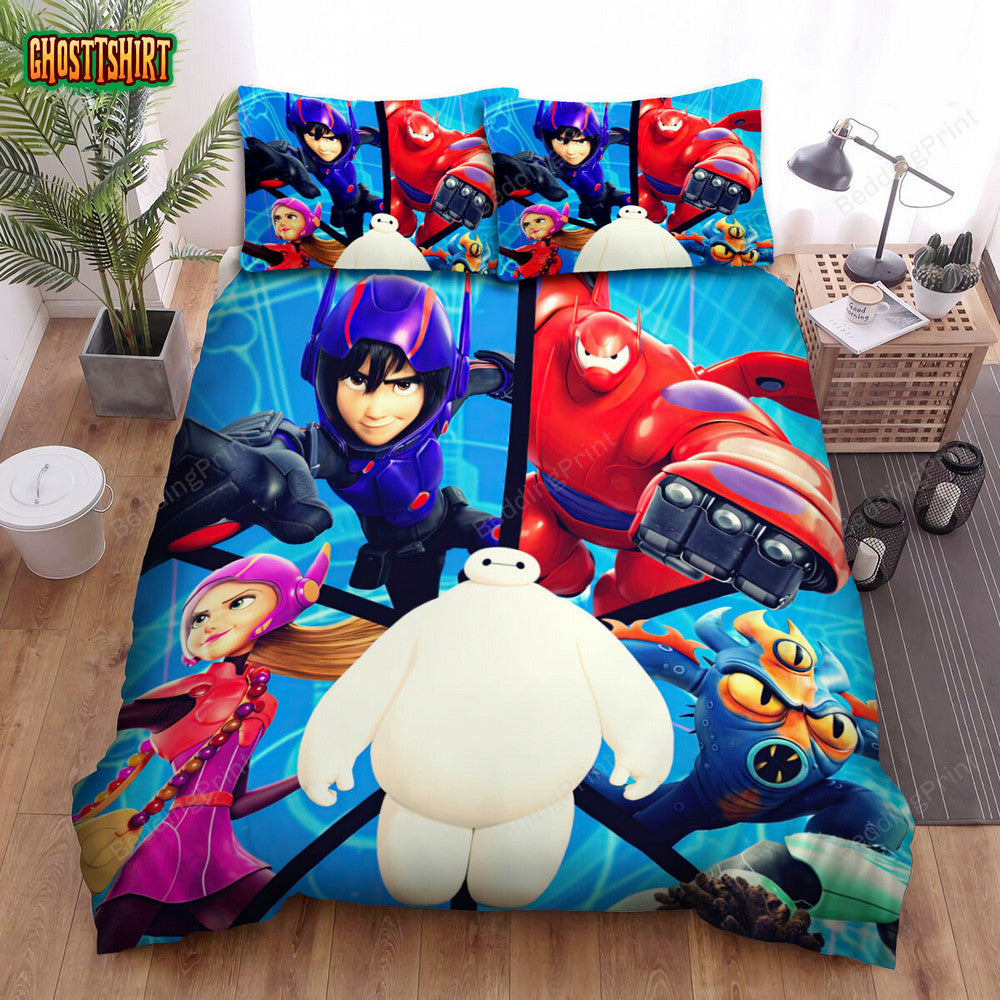 Big Hero 6 (2014) Movie Poster Fanart 5 Bed Sheets Duvet Cover Bedding Set