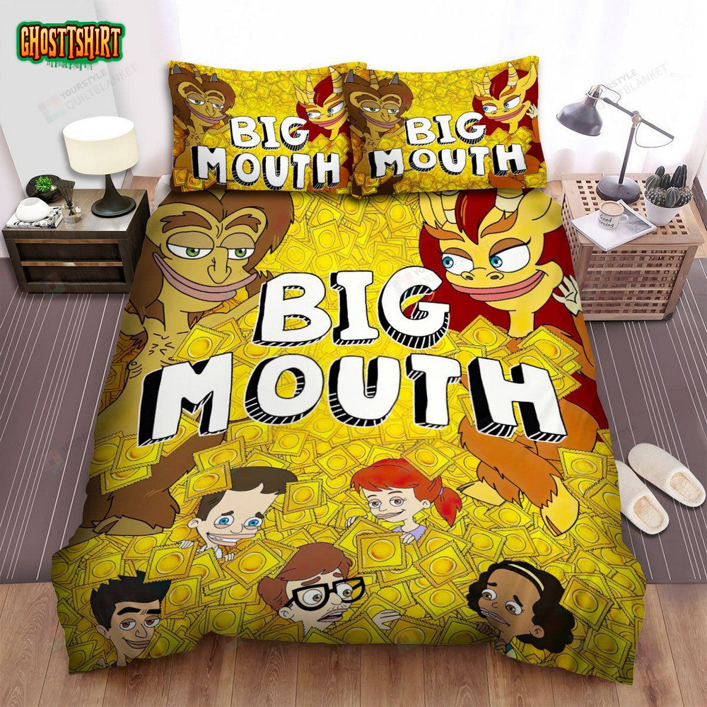 Big Mouth Characters In Condoms Poster Bed Sheets Spread Duvet Cover Bedding Set