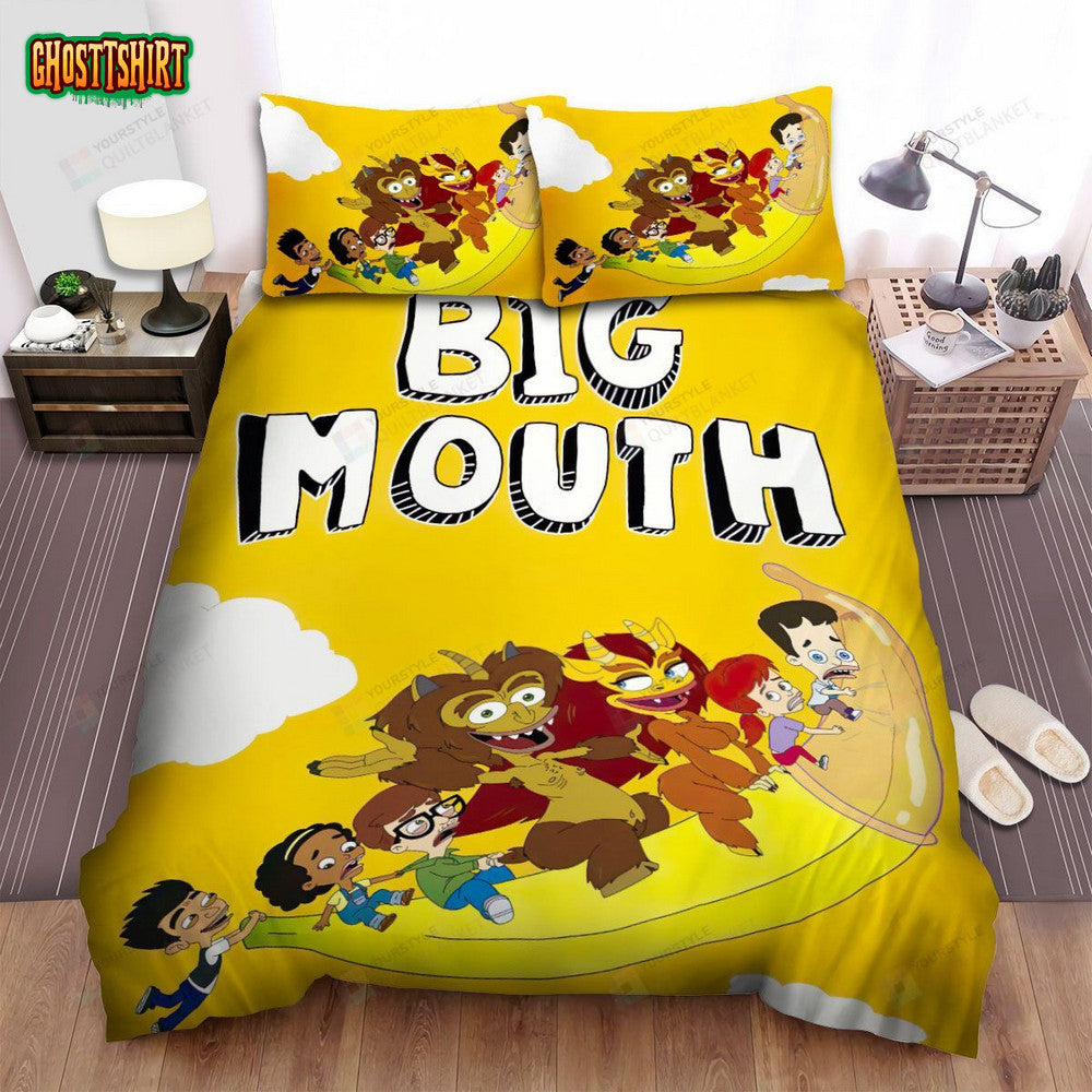 Big Mouth Characters On Giant Banana Poster Bed Sheets Spread Duvet Cover Bedding Set