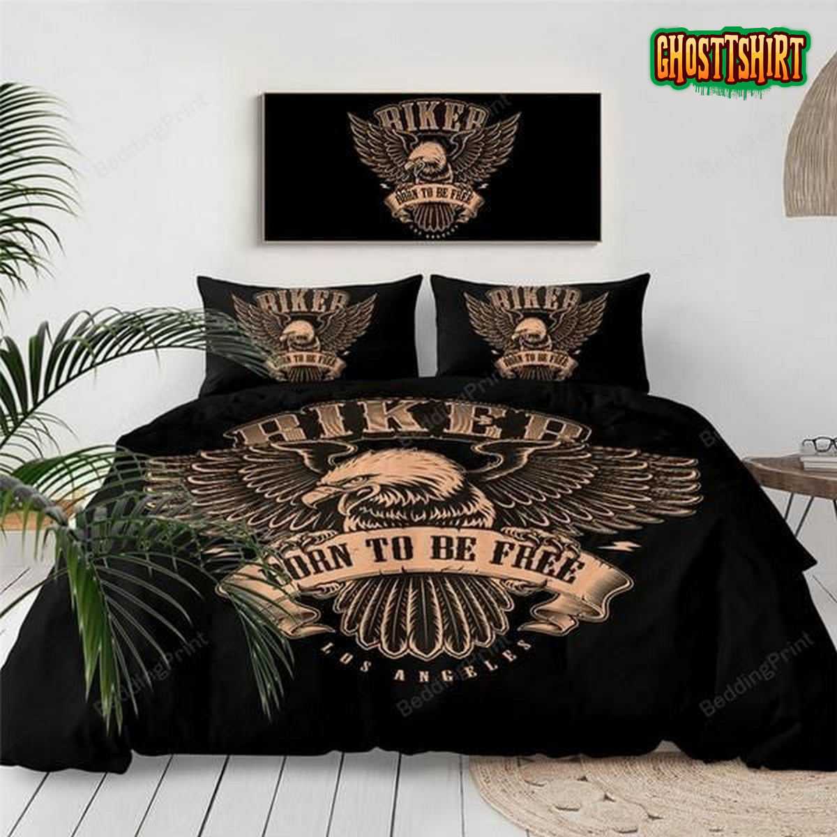 Biker Vintage American Eagle Bed Sheets Duvet Cover Bedding Set