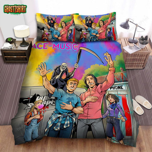 Bill & Ted Face The Music (2020) Movie Illustration Bed Sheets Duvet Cover Bedding Set