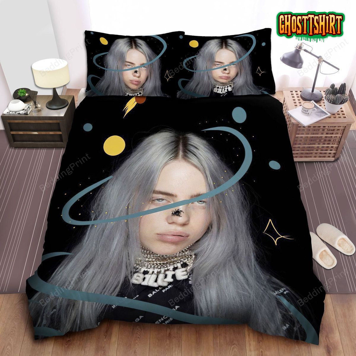 Billie Eilish In The Doodle Universe Bed Sheets Duvet Cover Bedding Set