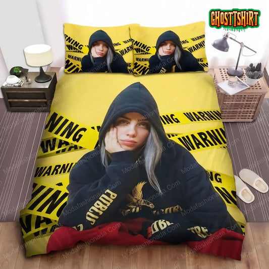 Billie Eilish In Warning Lines Background Photograph 21 Bedding sets
