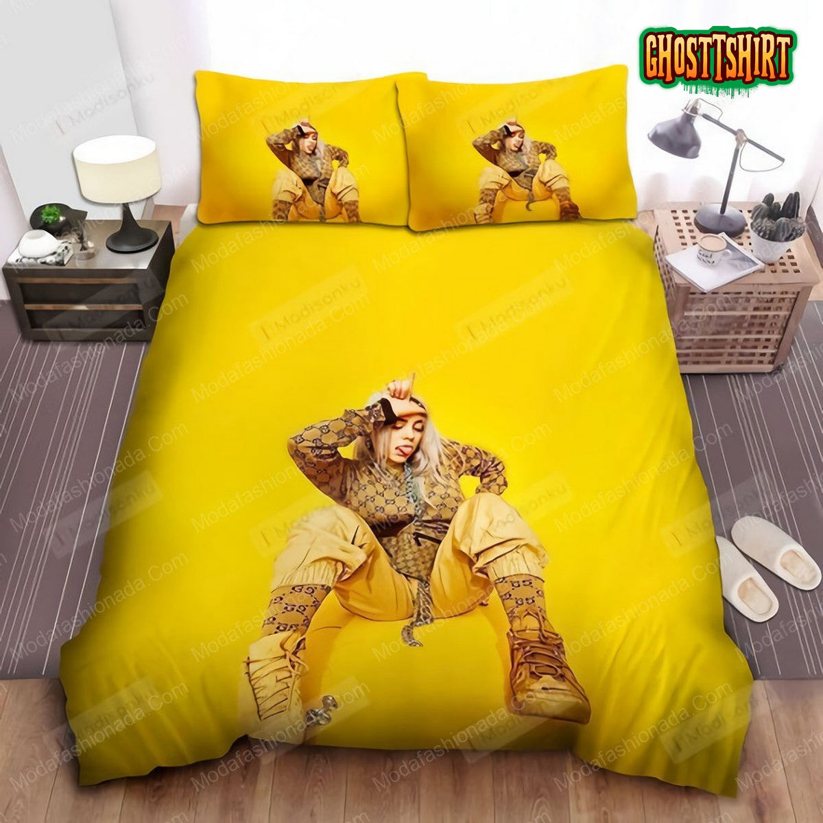 Billie Eilish In Yellow Background Photograph 31 Bedding Set